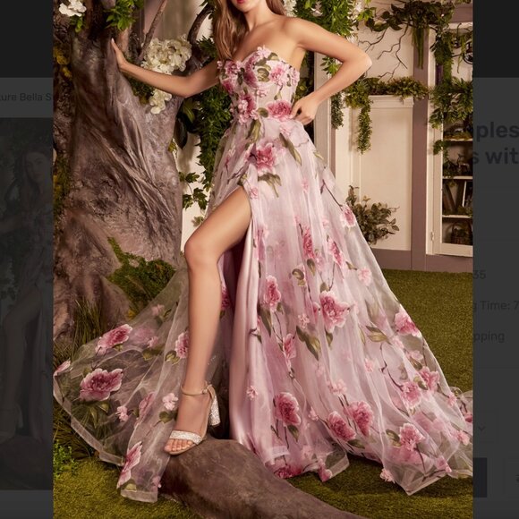 Andrea and Leo Pink Organza Floral Dress - Picture 2 of 6